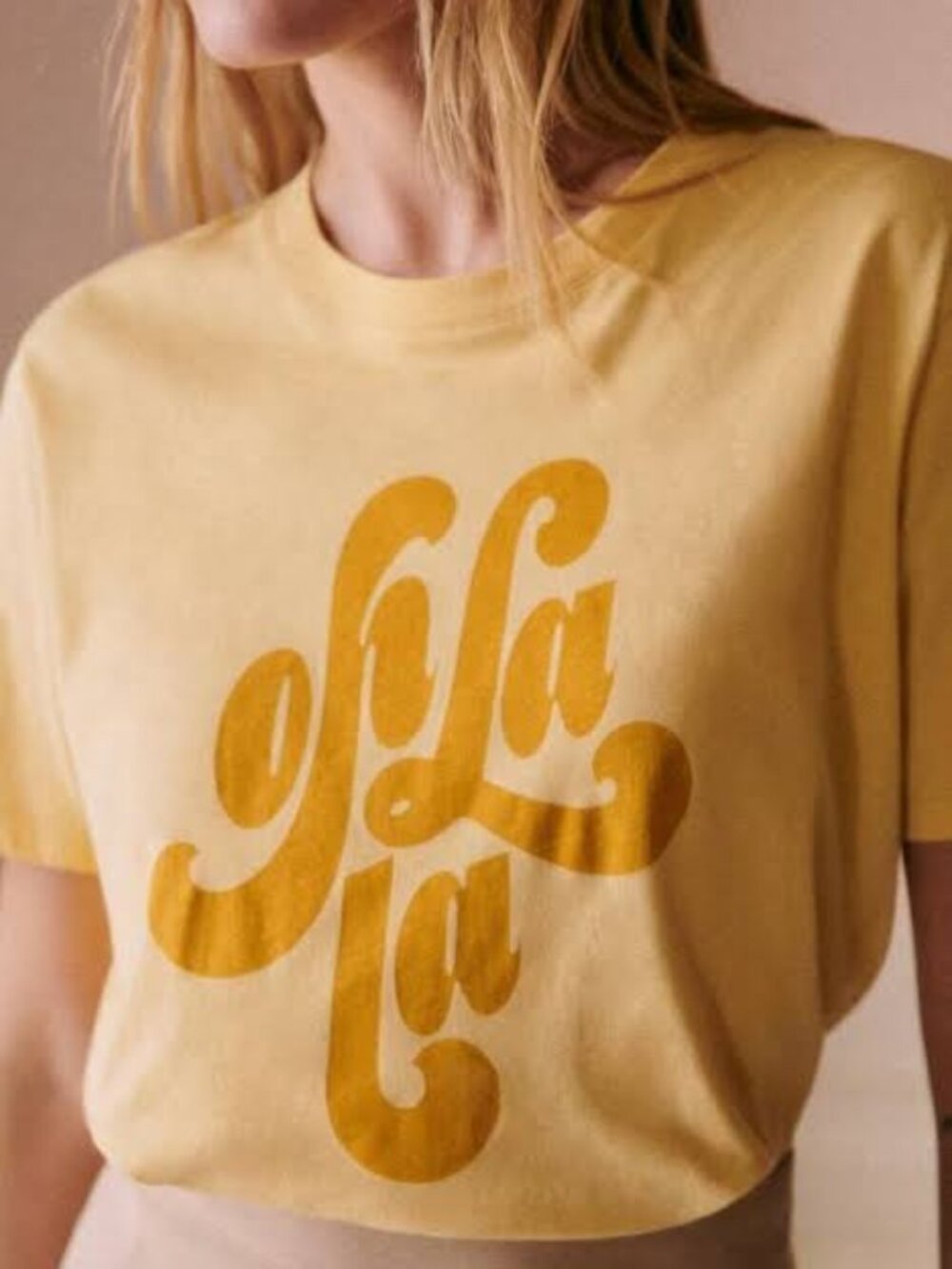 Sezane Oh La La T Shirt Yellow Ochre Size XS
